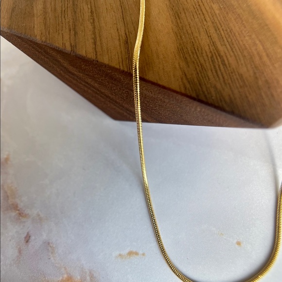 Super Thin Round Gold Snake Chain Necklace - Picture 2 of 9